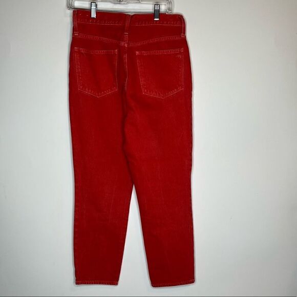 MADEWELL The Mom Jean Garment Dyed Edition in Enamel Red Women Size 27 - Picture 10 of 11